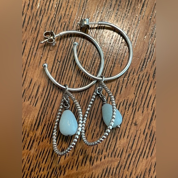 2” drop sterling earrings with a pretty light blue stone. Pandora. EUC. - Picture 6 of 7